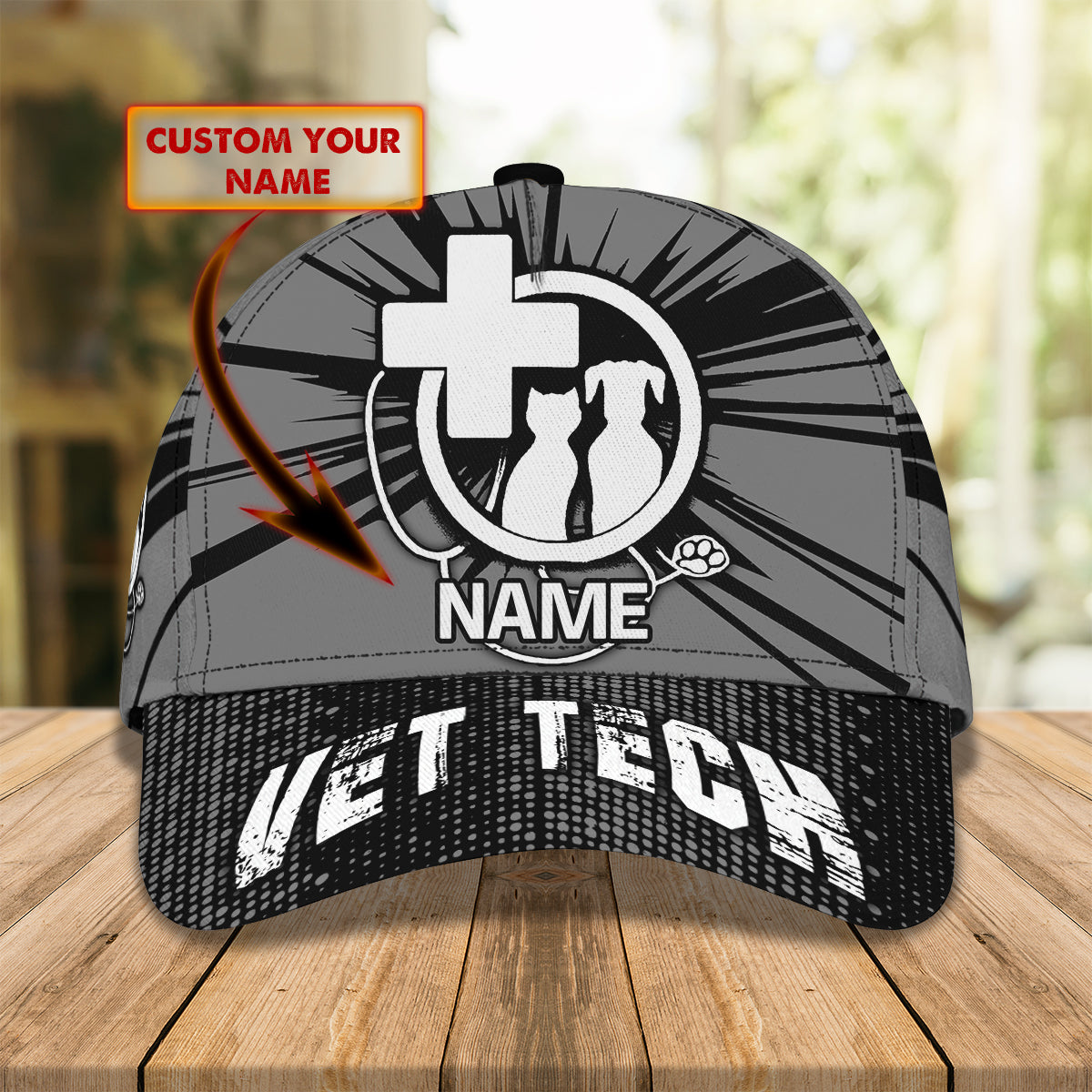 3D Classic Cap Vet Tech 3 Personalized Name Cap Lasfour CA1175