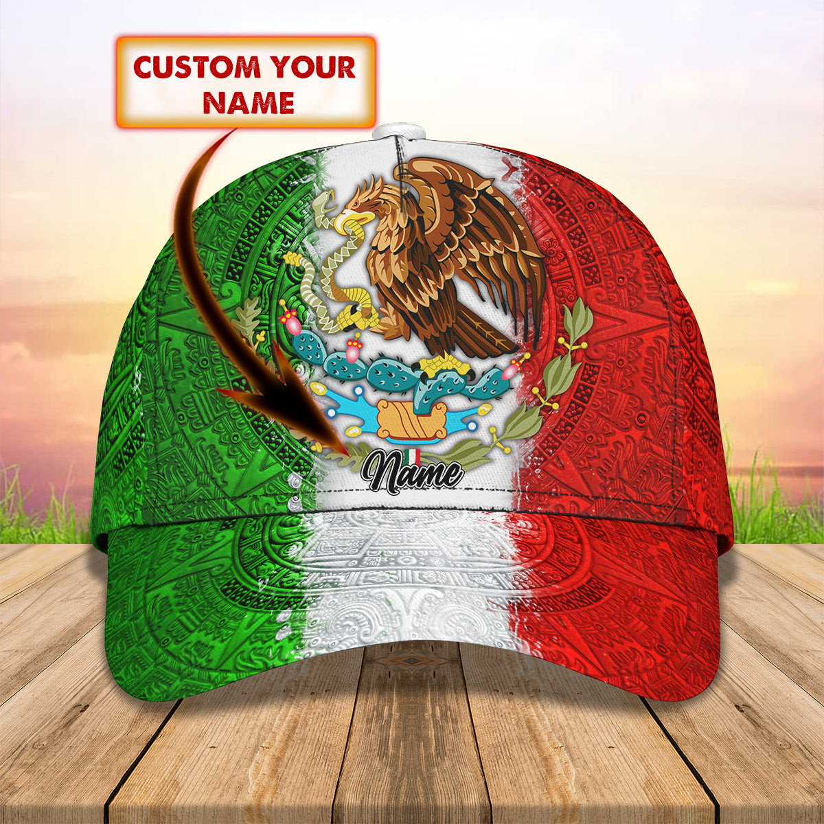 3D Classic Cap Mexico Pride Personalized Name Cap Lasfour CA1131