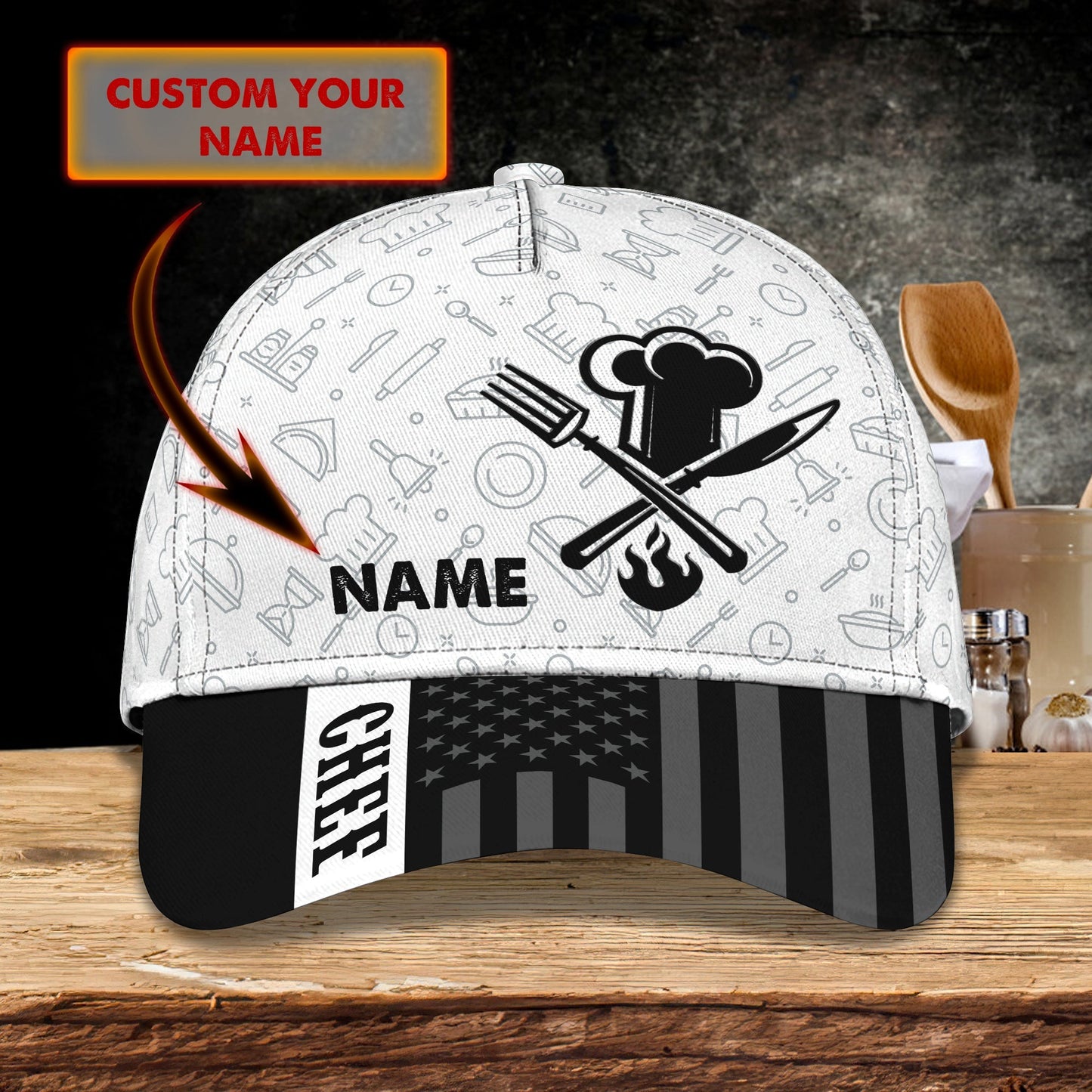 3D Classic Cap Custom Chef Classic Cap Lasfour CA0800