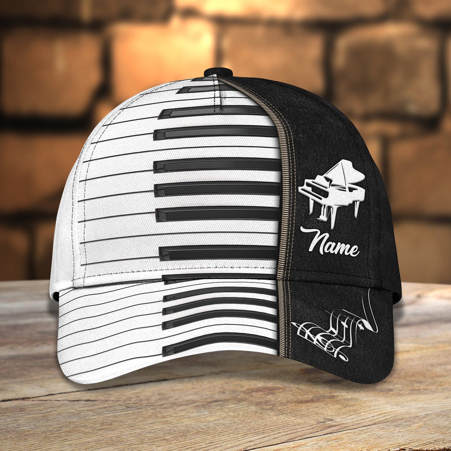 3D Classic Cap Piano Personalized Name Cap Lasfour CA2140