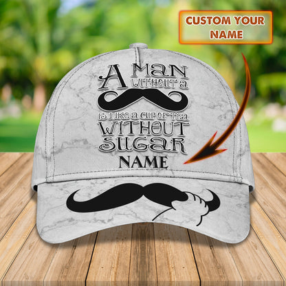 3D Classic Cap Mustache Personalized Name Cap Lasfour CA1350