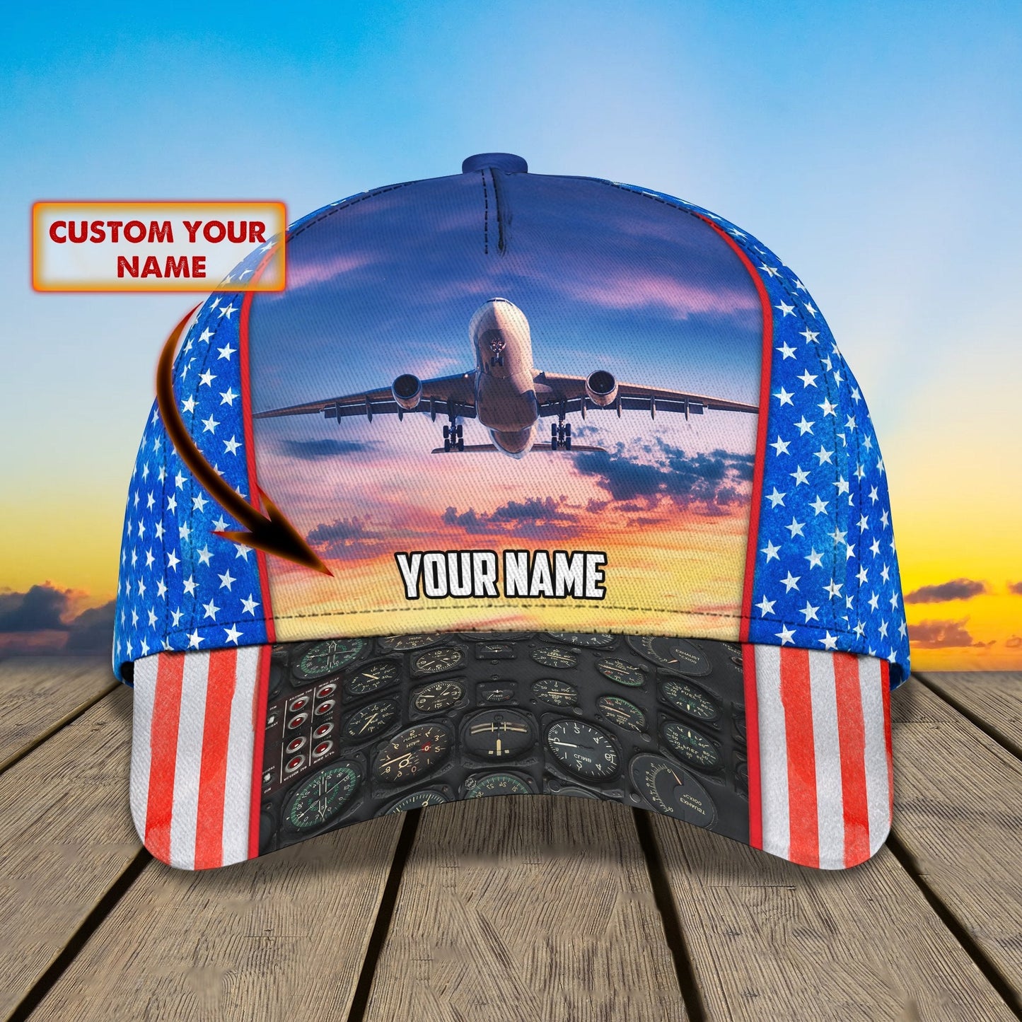 3D Classic Cap Pilot 02 Personalized Name Cap Lasfour CA1900