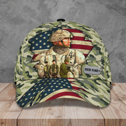 3D Classic Cap Veteran 01 Personalized Name Cap Lasfour CA0754
