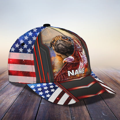 3D Classic Cap My Dog Pug Personalized Name Cap 160 Lasfour CA1244