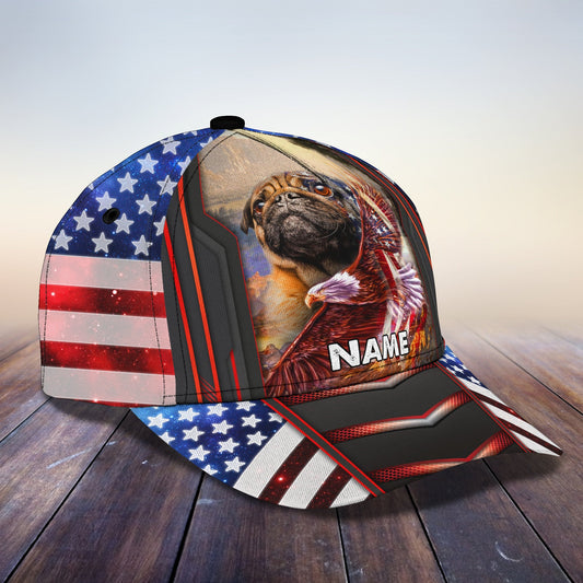 3D Classic Cap My Dog Pug Personalized Name Cap 160 Lasfour CA1244