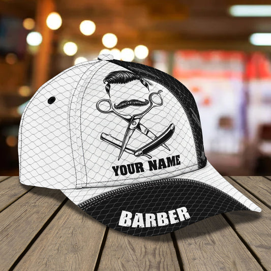 3D Classic Cap Barber Personalized Name Cap 24 Lasfour CA0982