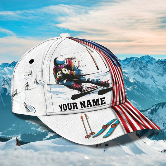 3D Classic Cap Skiing Personalized Name Cap 214 Lasfour CA1220