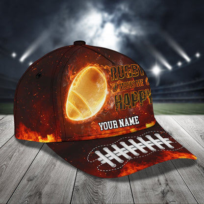 3D Classic Cap Rugby Make Me Happy Personalized Name Cap Lasfour CA1720