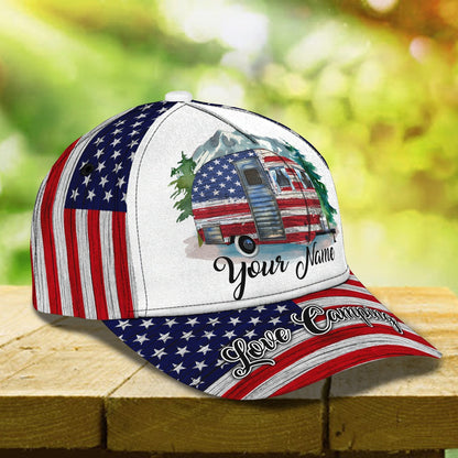 3D Classic Cap Love Camping Personalized Name Cap Lasfour CA1956