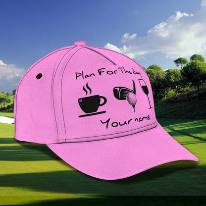 3D Classic Cap Plan For Golf The Day Golf Personalized Name Cap Lasfour CA1110