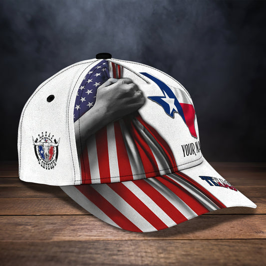 3D Classic Cap Texas Flag Personalized Name Cap Lasfour CA1802