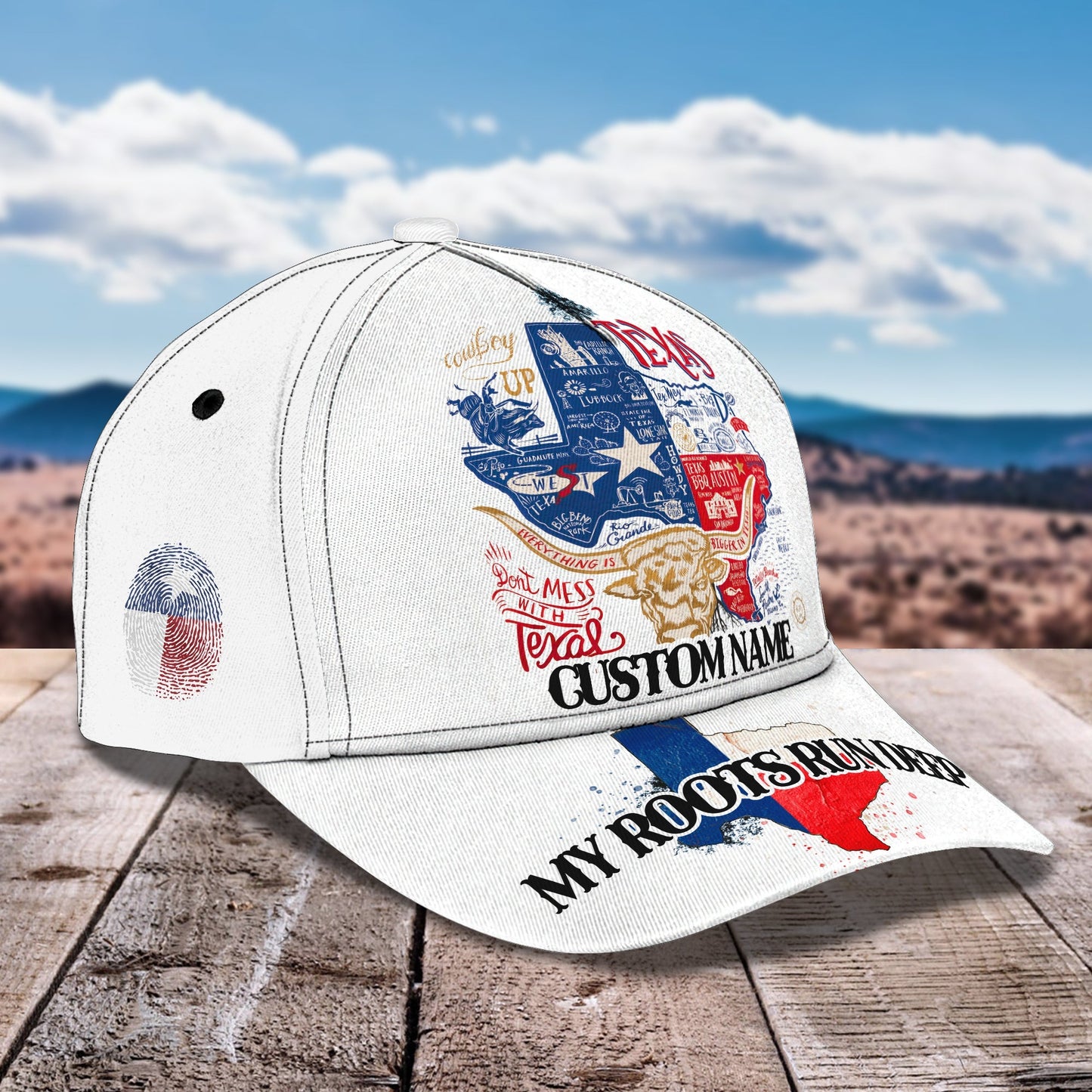 3D Classic Cap Texas7 Personalized Name Cap Lasfour CA1497