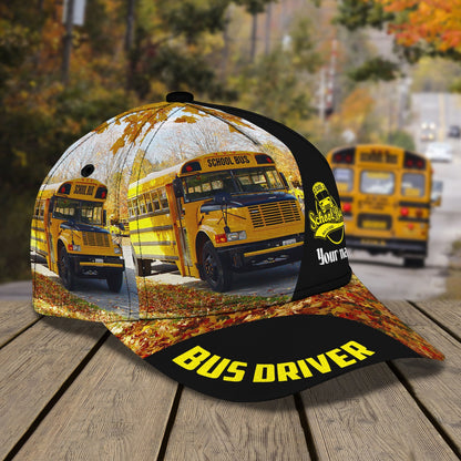 3D Classic Cap School Bus 9 Personalized Name Cap Lasfour CA1523