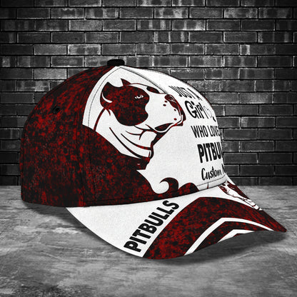 3D Classic Cap Just A Girl Who Loves Pitbull Personalized Name Cap Lasfour CA1147
