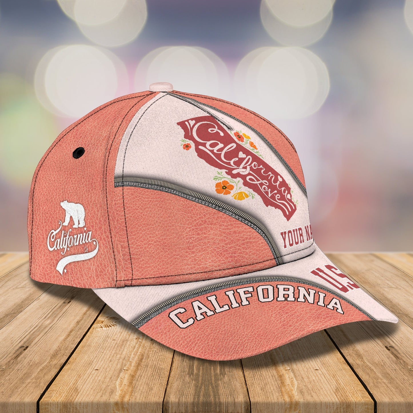 3D Classic Cap Love California Personalized Name Cap Ct149 Lasfour CA1547