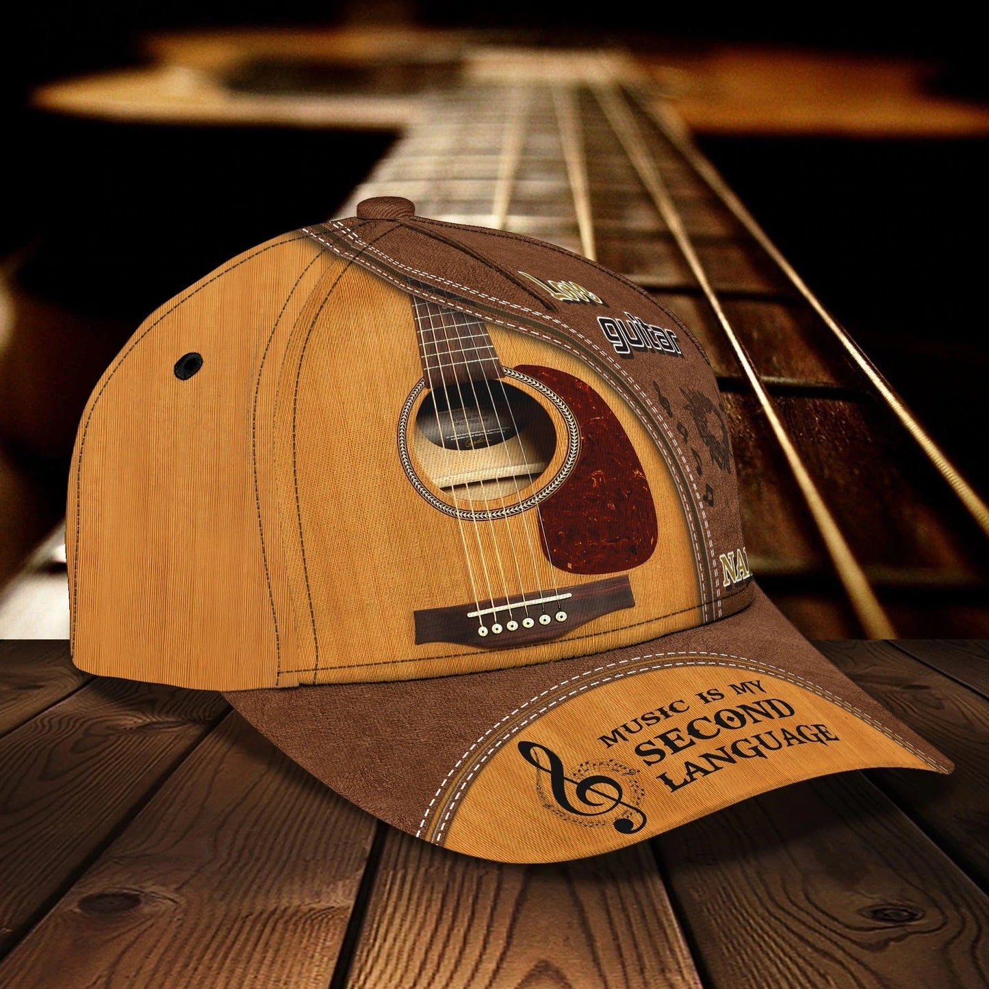 Custom Name Funny Gift For Guitar Man, Guitarist Baseball 3D Cap, Where World Fall Music Speak, Musican Cap CO0435