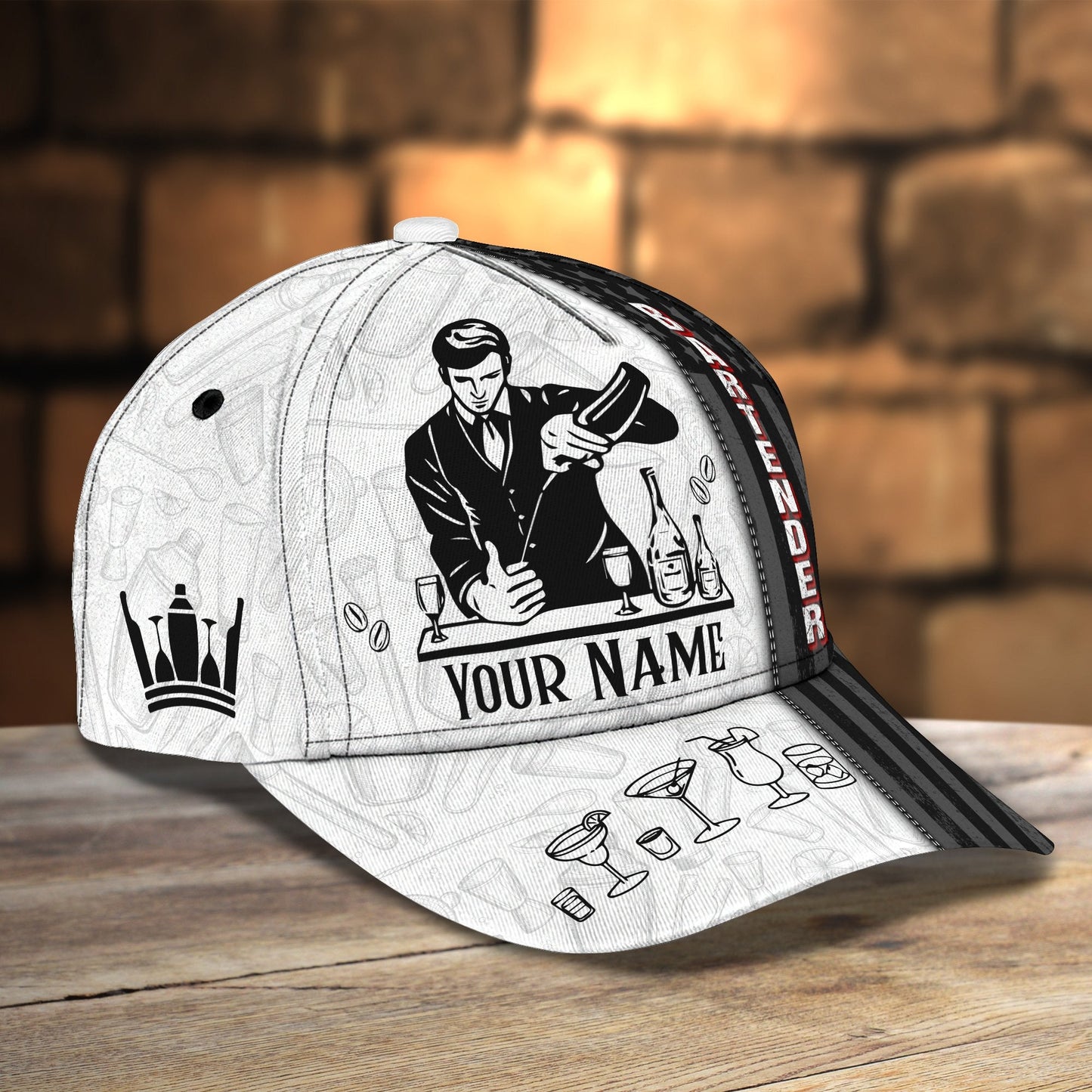 Personalized Bartender Cap, Baseball Bartender Hat For Men, Women, Bartender Gifts CO0676