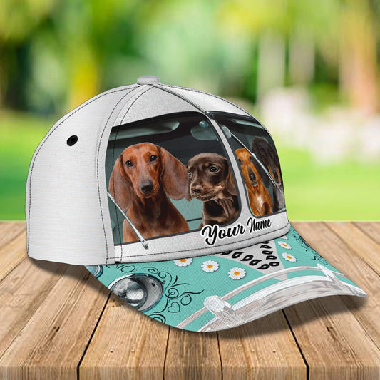 3D Classic Cap Dachshund Personalized Name Cap 01 Lasfour CA2222