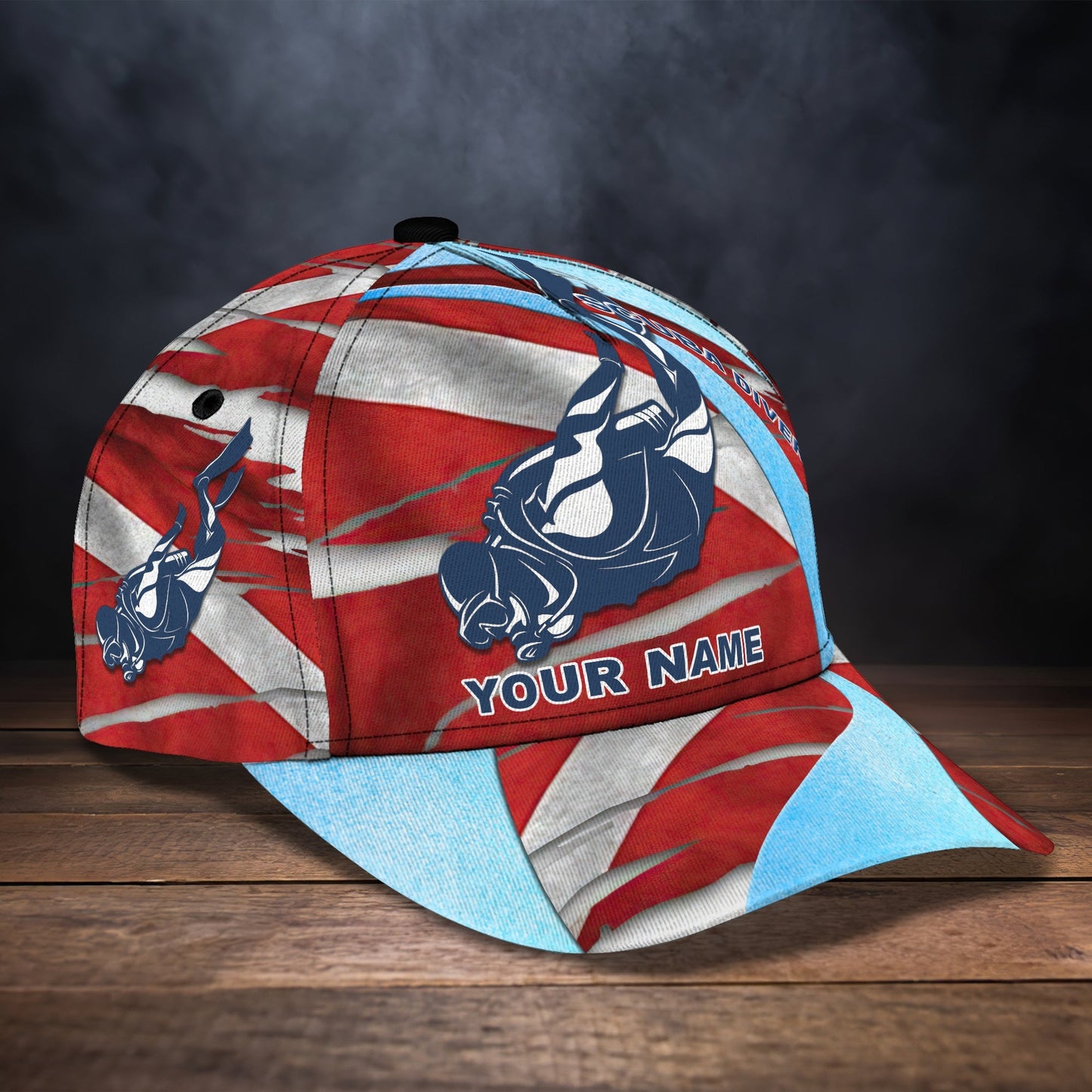 3D Classic Cap Scuba Diving Personalized Name Cap 1 Lasfour CA2010