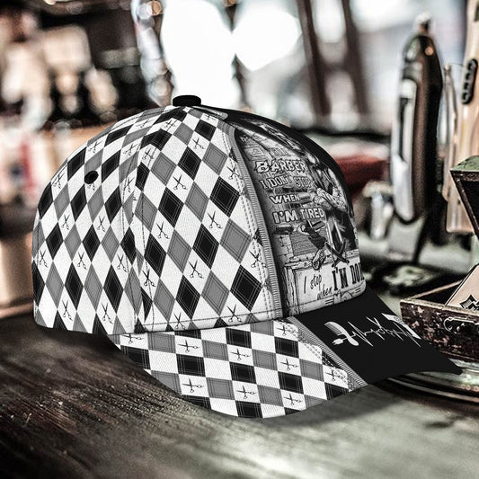 3D Classic Cap Barber Personalized Name Cap01 Lasfour CA1376