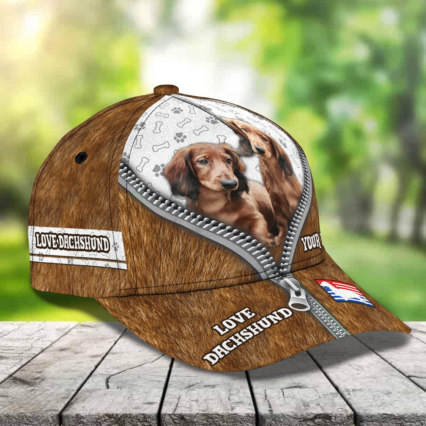 3D Classic Cap Dachshund 01 Personalized Name Cap Lasfour CA2000