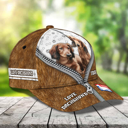 3D Classic Cap Dachshund 01 Personalized Name Cap Lasfour CA2000