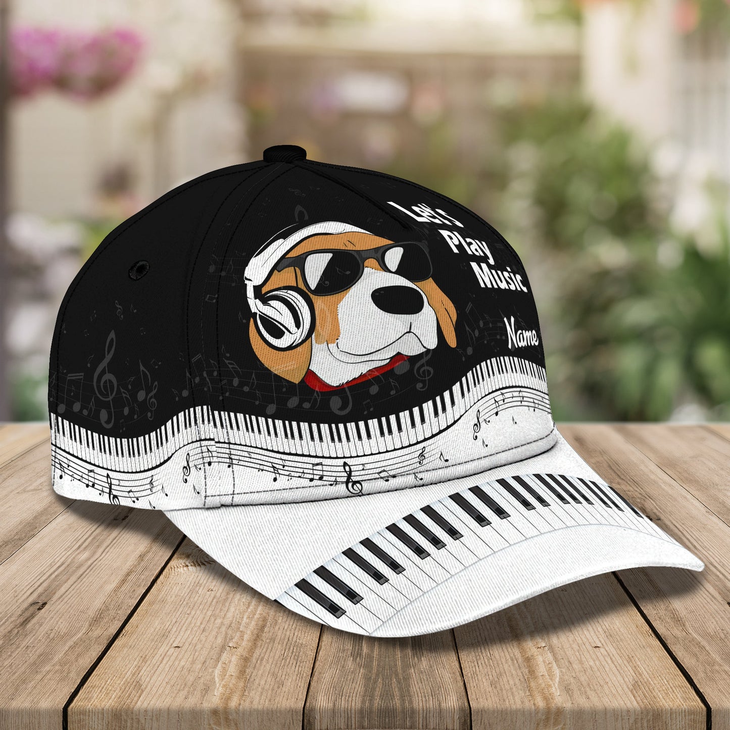3D Classic Cap Beagle Piano Personalized Name Cap Lasfour CA1259