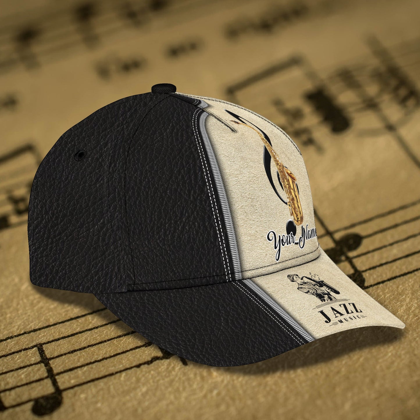 3D Classic Cap Saxophonist Personalized Name Cap Lasfour CA1203