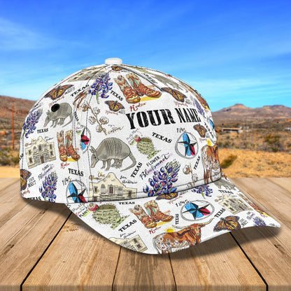 3D Classic Cap Texas Animal Personalized Name Cap Lasfour CA1473