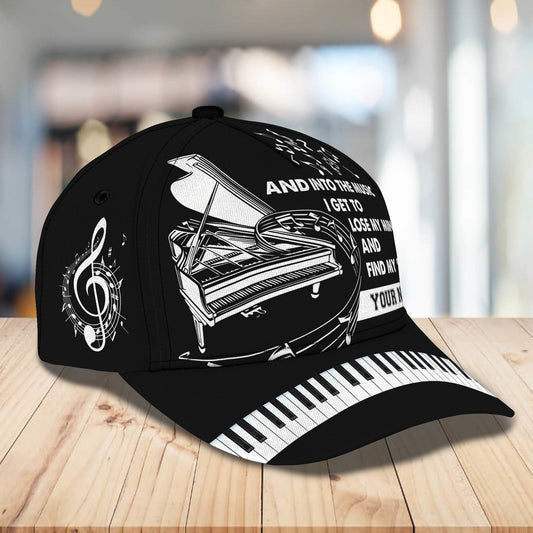 3D Classic Cap Piano Black Ver. Personalized Name Cap Lasfour CA1684