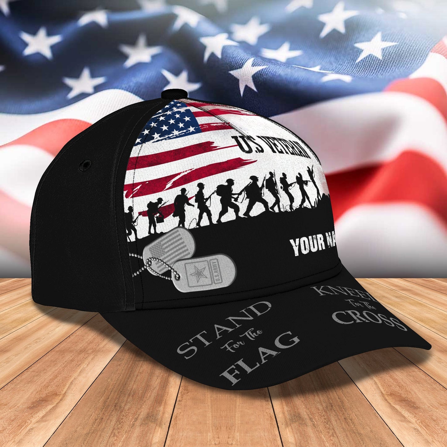 3D Classic Cap Veteran Personalized Name Cap Lasfour CA0808