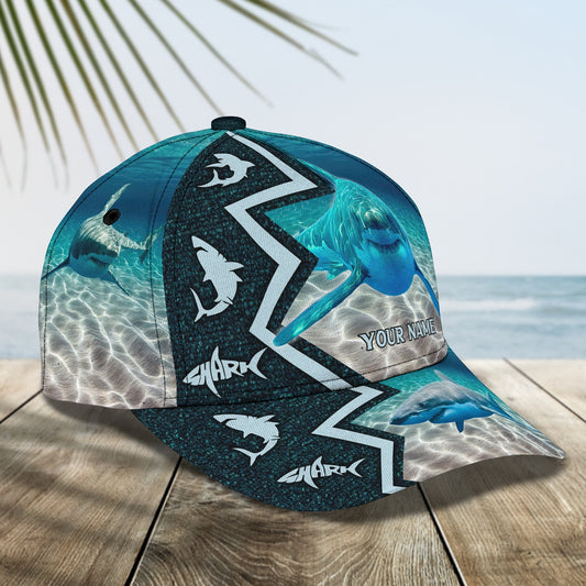 3D Classic Cap Shark Personalized Name Cap Ocean Hat Gift For Shark Lovers Lasfour CA2176