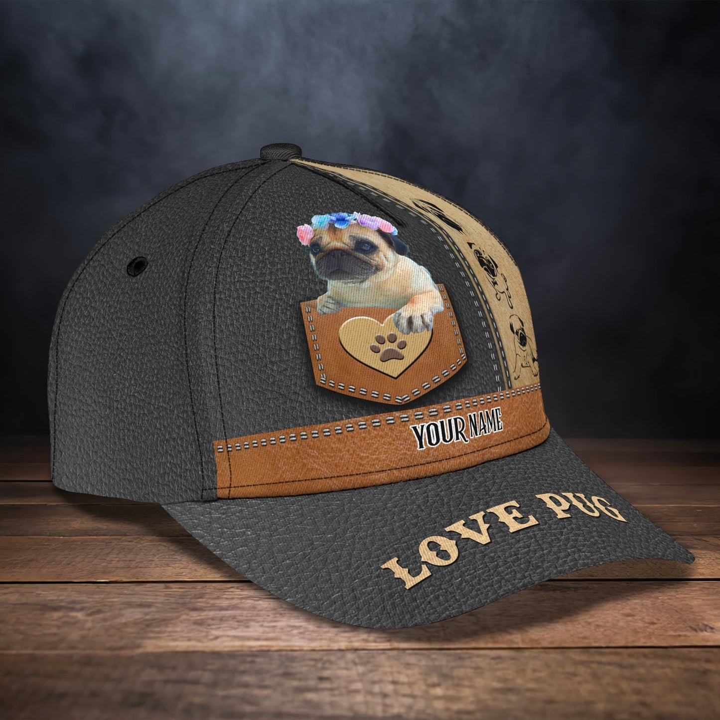 3D Classic Cap Super Pug 21 Custom Cap Lasfour CA0965