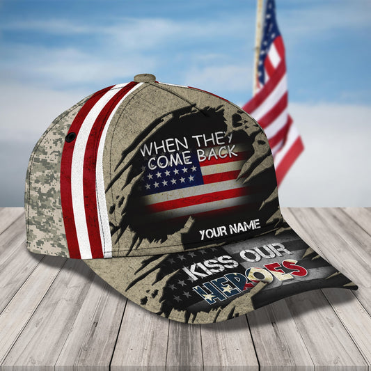 3D Classic Cap Kiss Our Heroes Personalize Name Cap Nama224 Lasfour CA1276