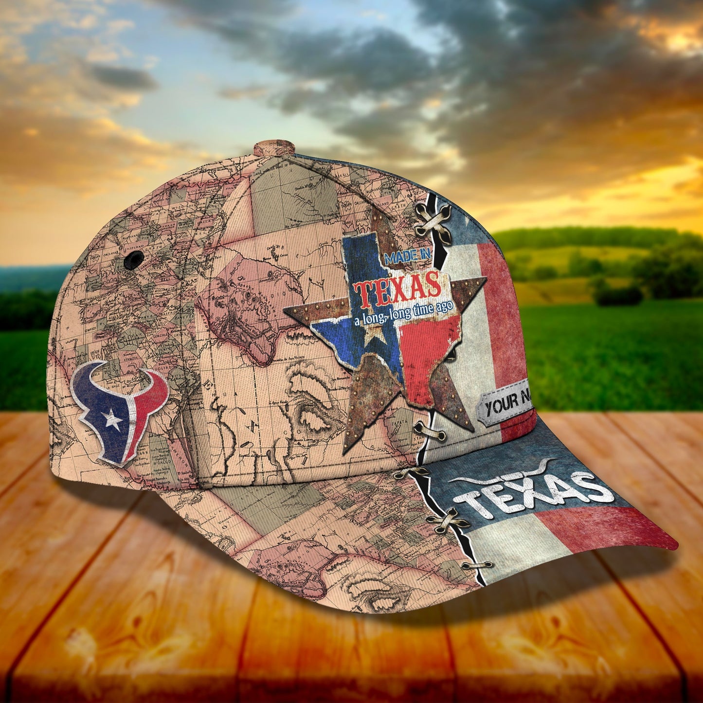 3D Classic Cap Texas 2 Personalized Name Cap Lasfour CA1519