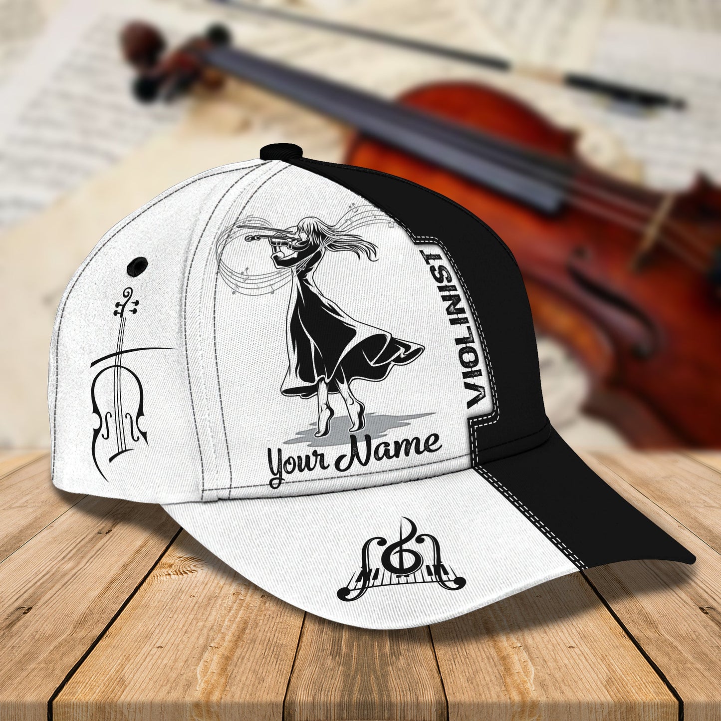 3D Classic Cap Violinist Personalized Name Cap Lasfour CA1198