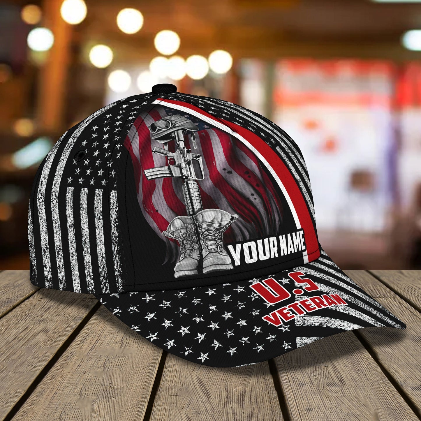 3D Classic Cap Veteran Us Personalized Name Cap Lasfour CA0952
