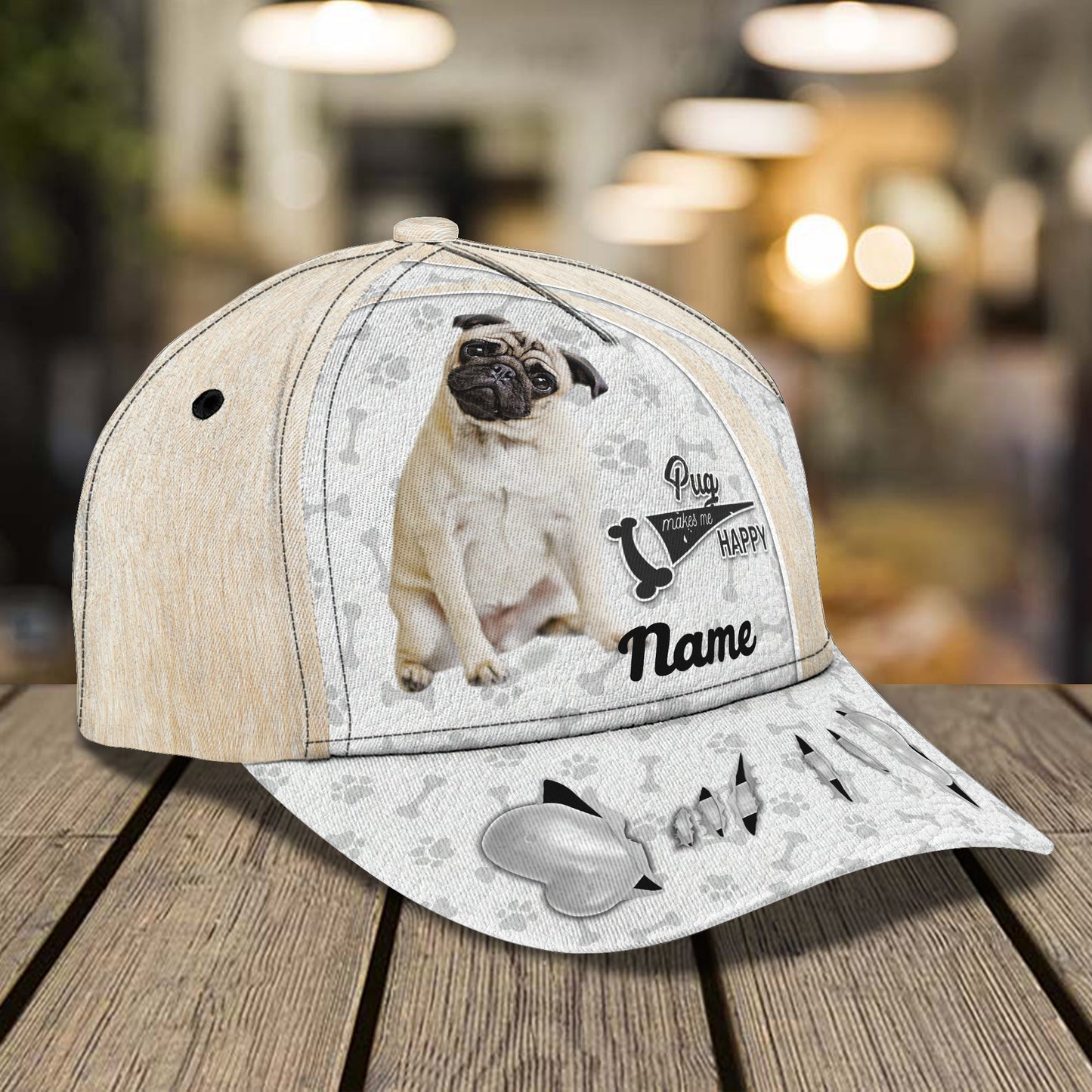 3D Classic Cap Pug Personalize Name Cap 321 Lasfour CA1245