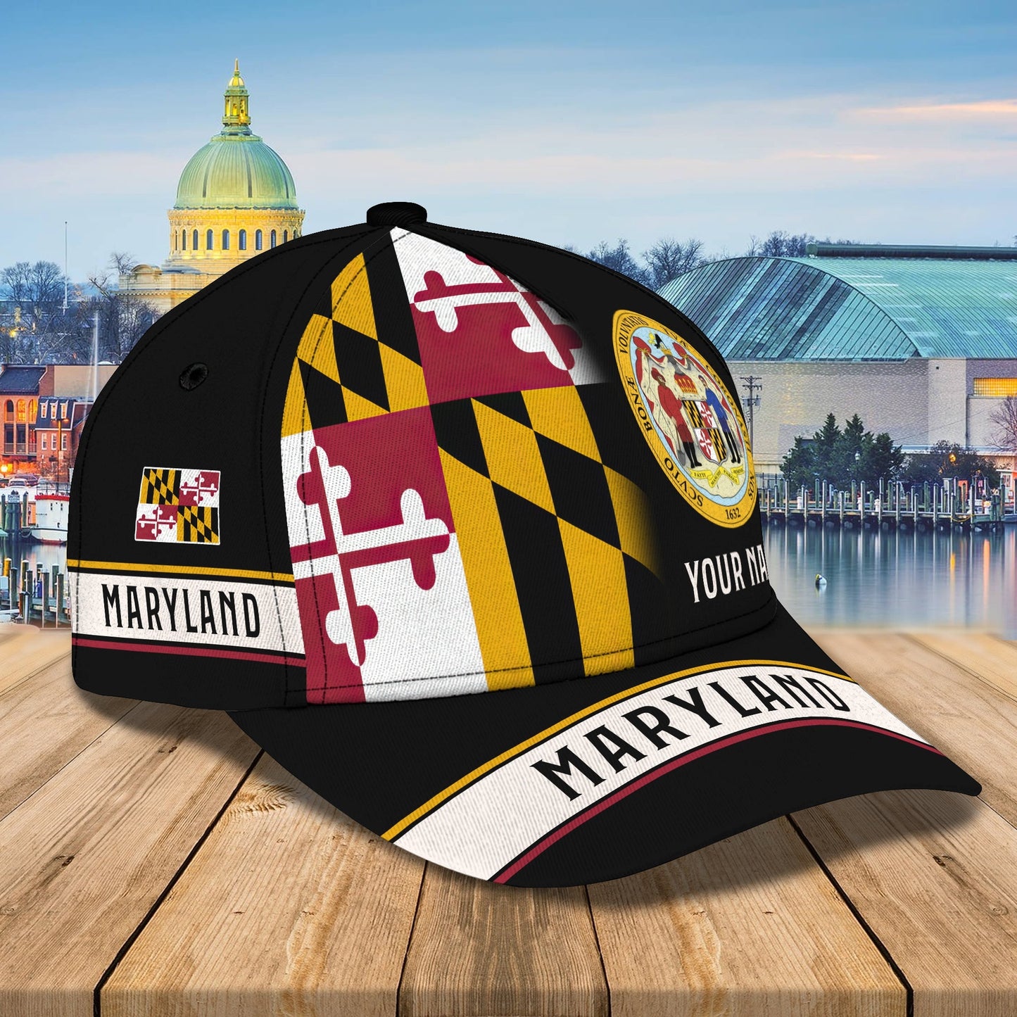 3D Classic Cap Maryland Personalized Name Cap Lasfour CA0032