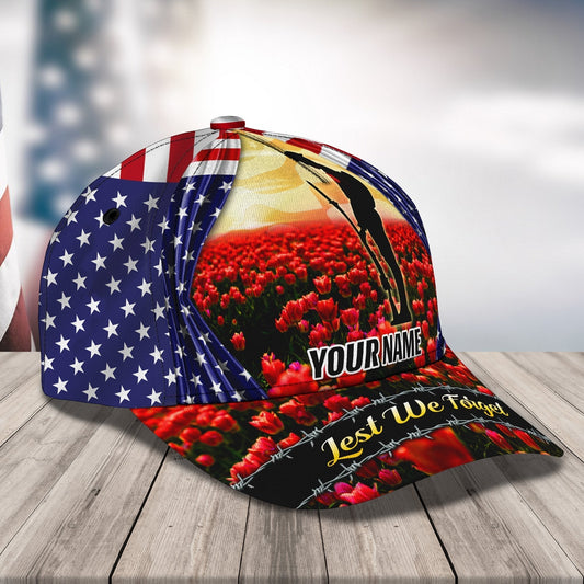 3D Classic Cap Lest We Forget Personalized Name Cap 435 Lasfour CA2044