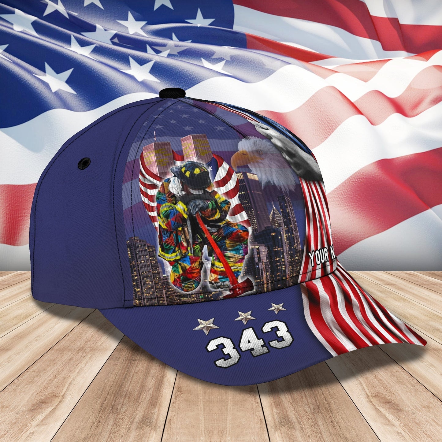 3D Classic Cap Never Forget Personalized Name Cap 44 Lasfour CA1095