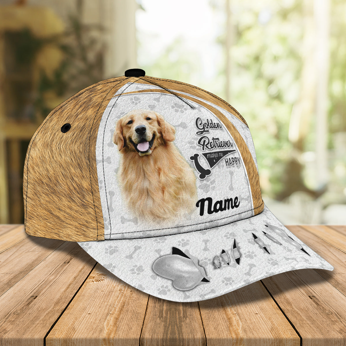 3D Classic Cap Golden Retriever Personalize Name Cap Lasfour CA1537
