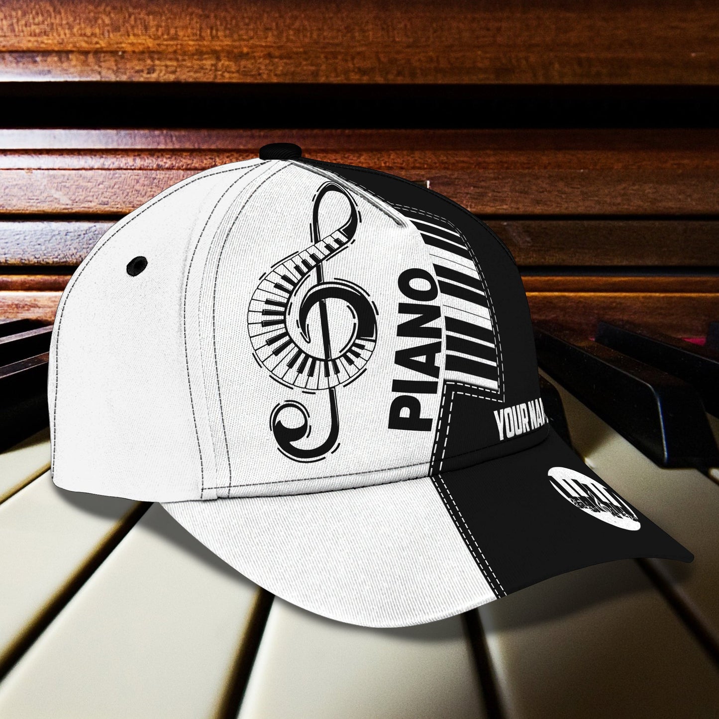 3D Classic Cap Piano Personalized Name Cap 42 Lasfour CA1082