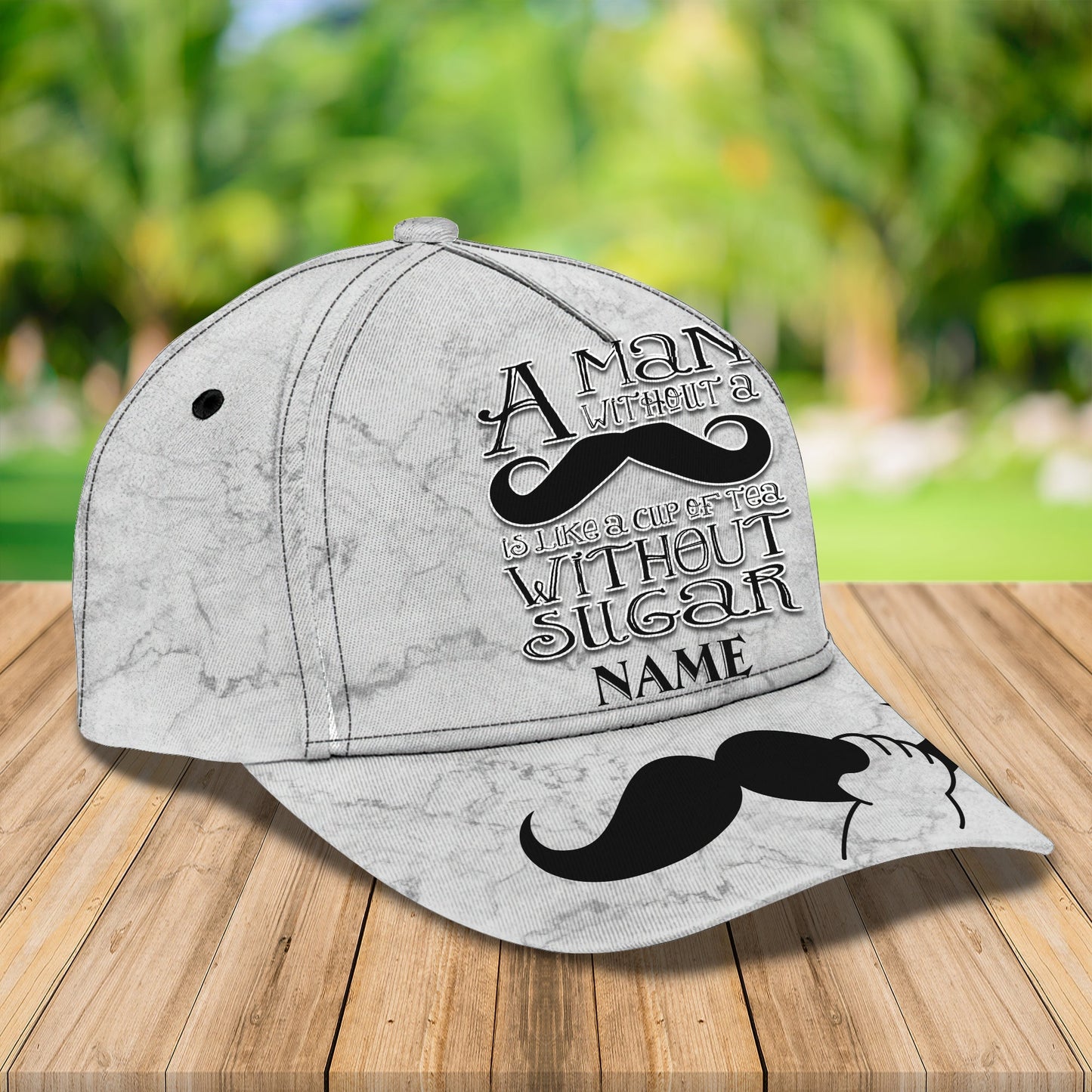 3D Classic Cap Mustache Personalized Name Cap Lasfour CA1350