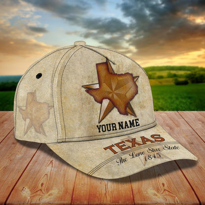 3D Classic Cap Texas 2 Personalized Name Cap Lasfour CA1500