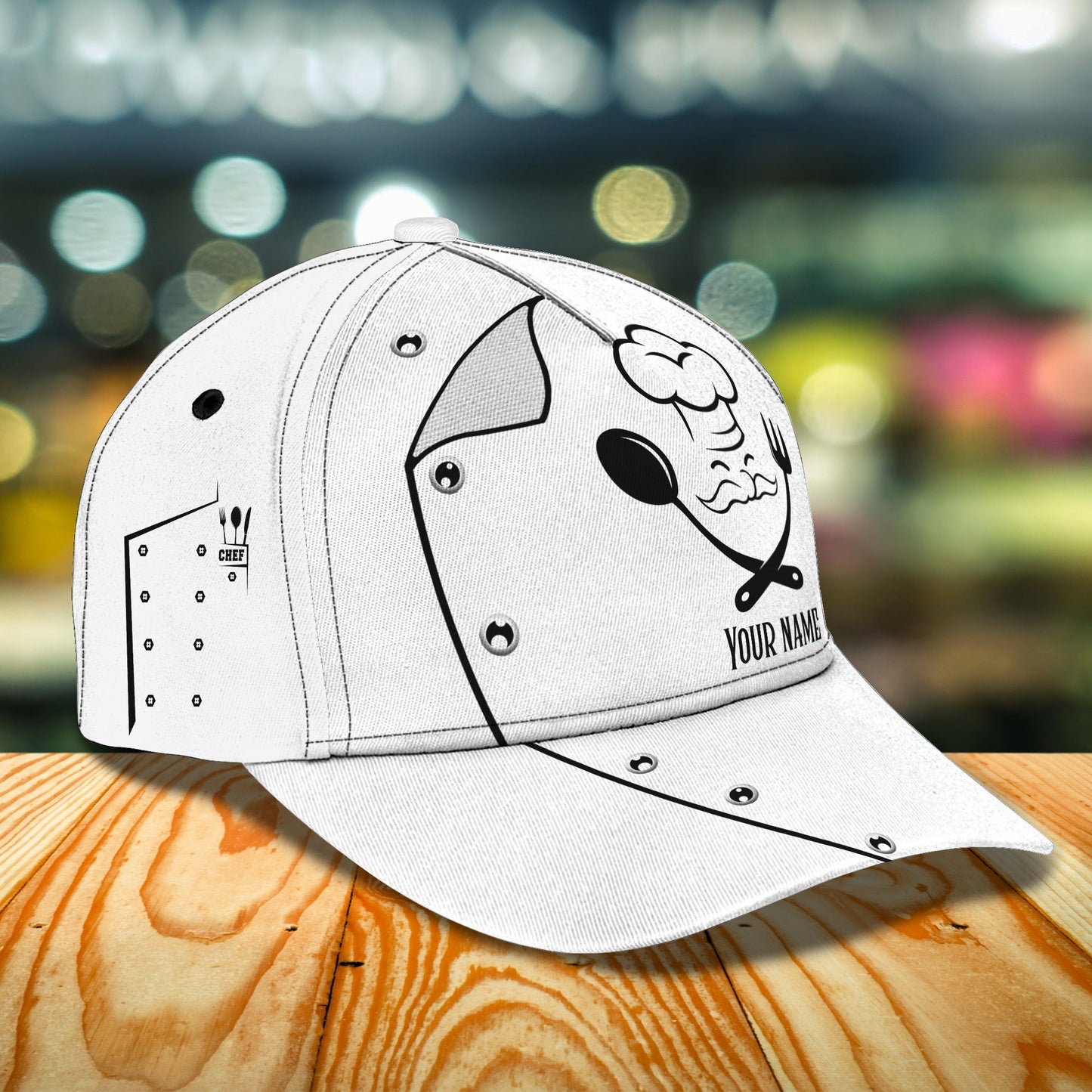 3D Classic Cap Chef Personalized Name Cap Lasfour CA0852