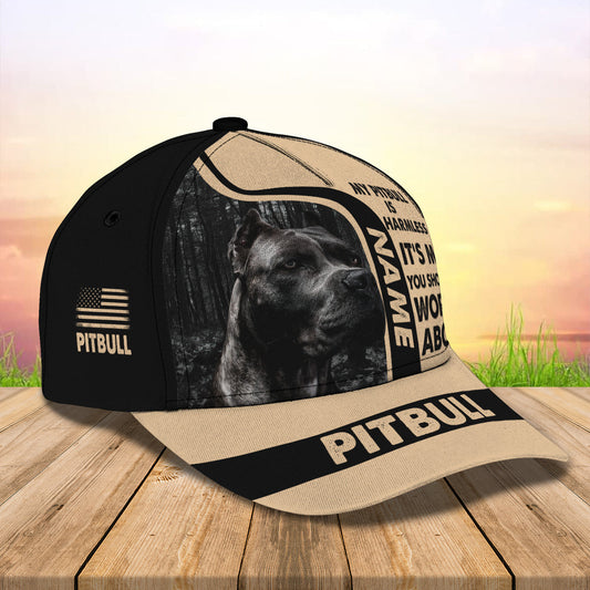 3D Classic Cap Pitbull Personalized Name Cap 134 Lasfour CA1439