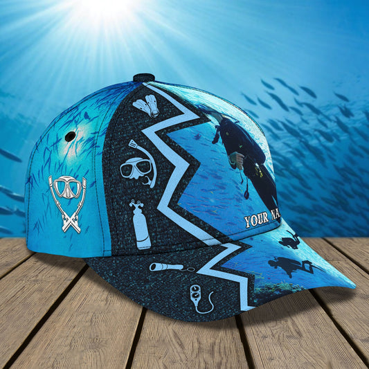 3D Classic Cap Scuba Diving Personalized Name Cap Lasfour CA2489
