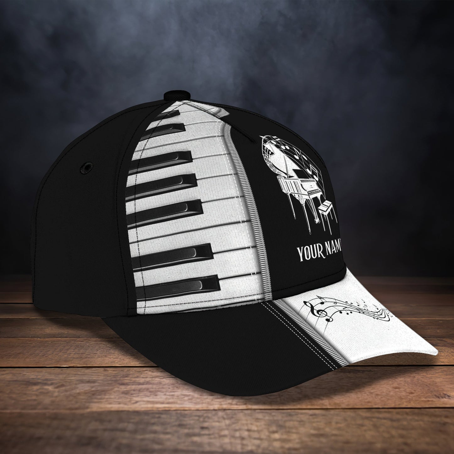 3D Classic Cap Piano Personalized Name Cap 04 Lasfour CA0884