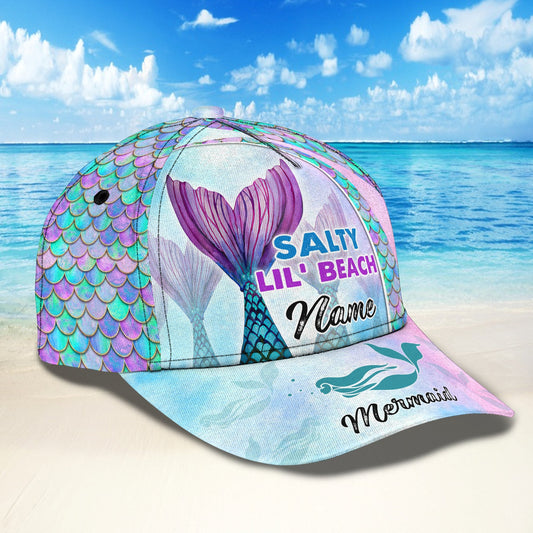 3D Classic Cap Mermaid Lil' Beach Personalized Name Cap Lasfour CA1366